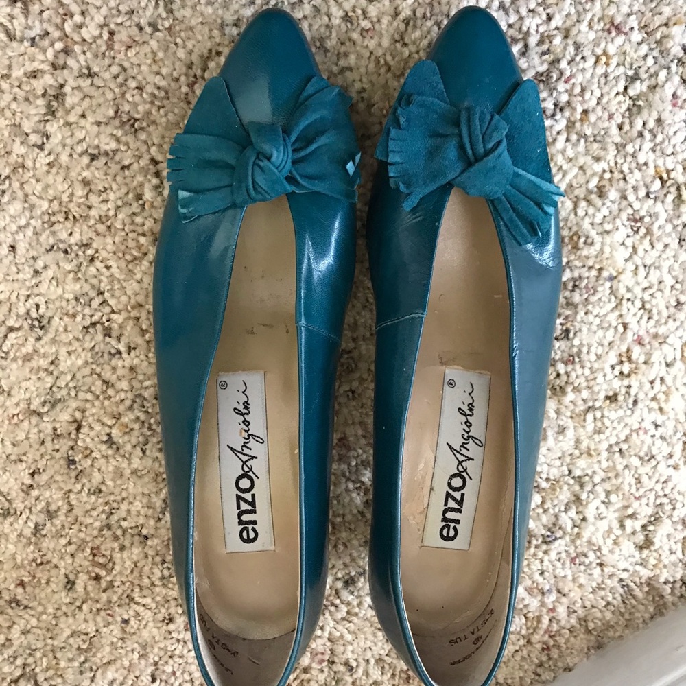 Enzo Angiolini vintage aqua blue leather heels